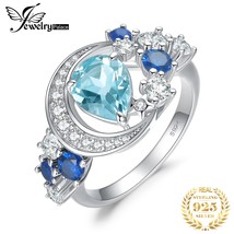 New Arrival Moon Star 6.8ct Genuine Sky Blue Topaz Created Sapphire 925 Sterling - £37.70 GBP