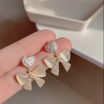 Love Heart Bow Stud Earrings for Women - $999.00