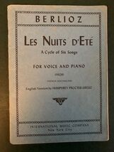 Berlioz Les Nuits d'Ete A Cycle of Six Songs Voice &amp; Piano French &amp; English - $8.20