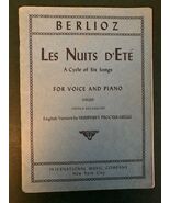 Berlioz Les Nuits d'Ete A Cycle of Six Songs Voice &amp; Piano French &amp; English - $8.20