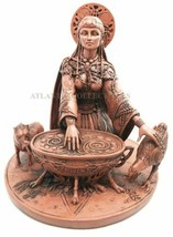 Faux Clay Celtic Goddess of Rebirth Cerridwen Enchantress Magic Cauldron... - $60.99
