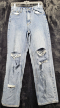 Pretty Little Thing Jeans Womens Size 0 Blue Denim Cotton Flat Front Medium Wash - £12.83 GBP