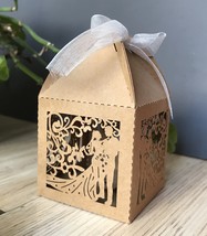 100*Kraft Paper Small Cupcake Packaging Box,Laser Cut Wedding Favor Boxes - $34.00+