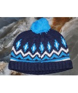 Janie and Jack Fair Isle Pompom Winter Hat in Blue Size 12/24 Months Tod... - £25.17 GBP