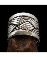 Excellent Hand crafted Sterling Silver Tribal Band Ring woven Size 7.5 - $27.55