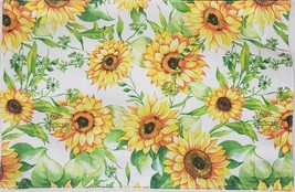 Set of 4 Kitchen Fabric Thin Placemats (11&quot;x17&quot;) SUNFLOWERS with brown back, GR - £12.56 GBP