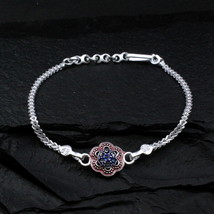 Süß 925 Echtes Silber Mehrfarbige Armband Rakhi für Herren Damen 19.1cm - £45.84 GBP