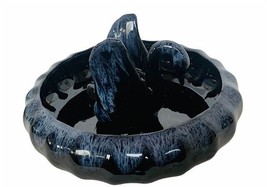 Van Briggle Pottery Swan Flower Frog Bowl Anna vtg Colorado Black drip glaze mcm - £514.38 GBP