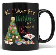 PixiDoodle Christmas Tree Book Coffee Mug - Book Lover Reading Christmas (11 oz, - £20.83 GBP+