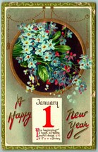 Happy New Year January 1 Calendar Flowers Raphael Tuck 1912 DB Postcard G12 - £2.86 GBP