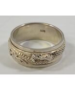 *B13) Vintage Sterling Silver 925 Serpent Dragon Spinner Ring Size 11 - $98.99