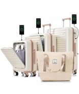 Expandable 4-Piece Luggage Set w/ USB &amp; Cup Holder - $229.99