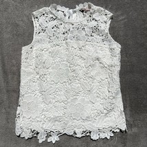 Nanette Lepore Women  L SPRING FLING Crochet Lace White Tank Blouse Lined - $19.25