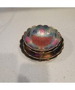 4- Vintage Enamel Painted Colorful Israel Menorah Brass Scalloped Edge D... - €32,10 EUR