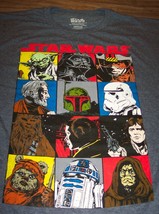 Vintage Style Star Wars T-Shirt Medium New Ewok Yoda Han Solo Boba Fett R2D2 - £15.77 GBP
