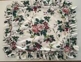 WAVERLY PLEASANT VALLEY Ruffled Standard Pillow Sham Pink Green Floral - $24.63