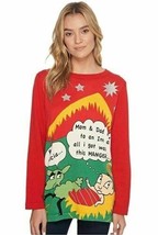Whoopi Unisex Crew-Neck Long-Sleeve Christmas Pullover Sweater Size L RED - £31.14 GBP