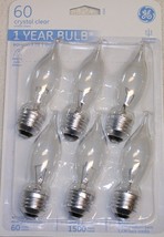 GE 60 Watt Crystal Clear 120 Volt Incandescent Chandelier Bulbs Lamps 6 ... - $279.22 MXN