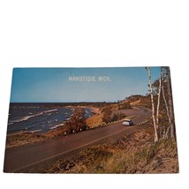 Postcard A Scenic Highway Manistique Michigan Chrome Unposted - £5.45 GBP