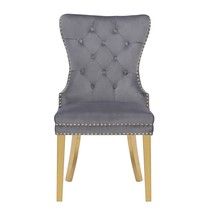 Modern Dining Chair Simba with Gold Legs - Dark Gray - £401.00 GBP