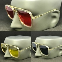 613Luxury Steampunk Men Sunglasses Tony Stark Iron Man Sun Glasses Vintage Metal - £13.40 GBP