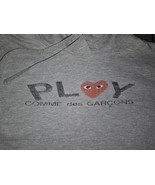 COMME DES GARÇONS PLAY Women&#39;s Grey Heart Graphic Pullover Hoodie Sz Large  - $39.08 CAD