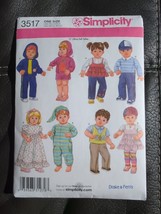 Simplicity Sewing Pattern # 3517 For 15&quot; Doll Clothes Dress Shirt Jacket Uncut - £5.97 GBP