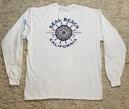 Seal Beach California Long Sleeve Shirt White Surf Nautical 925A - $21.24
