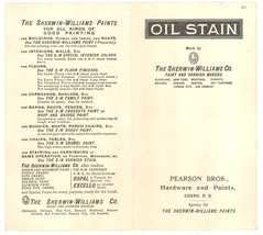 Sherwin Williams 1931 oil stain sample chart advertising Pearson Bros Keene NH - £11.19 GBP