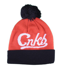 Crooks &amp; Castles Collegiate Orange Black Pom Beanie Winter Hat I1270801 NWT - £15.65 GBP