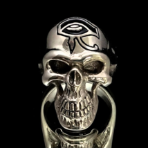 Sterling silver ring Eye of Ra on Grinning Skull ancient Egypt symbol Horus in B - £95.90 GBP