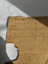 1917 The Hub Clothing Co Mrs Jab Quick Burial Outfit Receipt - £63.30 GBP