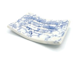 Blue Handmade Ceramic Soap Dish, Artisan Clay Bathroom Draining Soap Bar... - £39.38 GBP