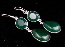 Gemstone Green Onyx 925 Sterling Silver Gold / Rose Plated Handcrafted Earrings - £23.50 GBP+