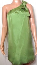 $298 Kate Spade Sz S One Shoulder with Bow Silk Green Lined Dress EUC - £38.93 GBP