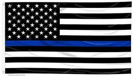 BLACK WHITE UNITED STATES BLUE THIN LINE 3 X 5 FLAG banner FL684 militar... - $6.60
