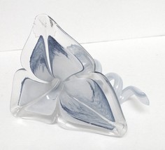 Glass Orchid Flower Napkin Ring Holder Blue Large 4.75&quot;T x 3.5&quot;D VINTAGE - £23.28 GBP