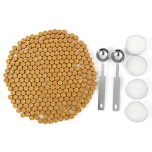 Gold Sealing Wax Beads, 300 Pieces Octagon Seal Wax Beads With 4 Candles... - £15.70 GBP