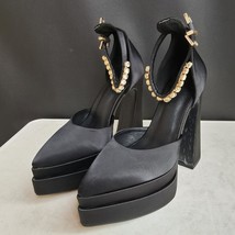 Women&#39;s Sandals Genuine Leather Pumps Summer Shoes Tip Black 35 - £31.16 GBP