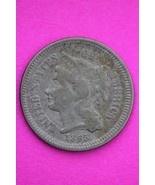 1865 Three 3 Cent Nickel Scarce Semi Key Date Type Coin Philadelphia Min... - $27.98 CAD
