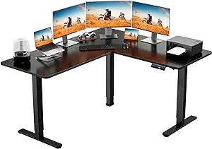 L-Shaped Electric Standing Desk, 63 Inches Double Motor Height Adjustabl... - £506.90 GBP