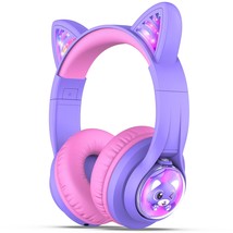 iClever Kids Bluetooth Headphones, BTH19 Cat Ear Wireless Headphones LED Lights  - £48.75 GBP