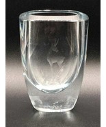 VINTAGE SIGNED &amp; NUMBERED CRYSTAL BUD VASE W/DEER - $64.12 CAD