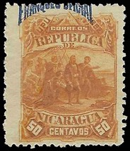 1892 NICARAGUA Stamp - Overprint &quot;Franqueo Oficial&quot; 50c SC# O26 C54 - £1.16 GBP