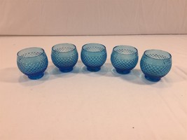 (5) Vintage Small Blue Textured Glasses - Made in Italy - $39.99