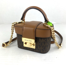 Michael Kors Rose MINI Trunk Bag Signature PVC Leather Crossbody Brown $329 B26 - $138.59