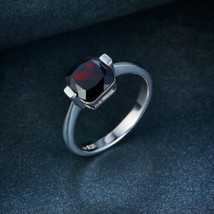 Authentic 925 Sterling Silver 2.5CT Mystery Black Garnet Gemstone Ring - £105.43 GBP