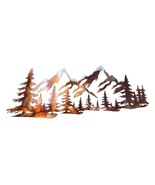 Tree &amp; Snow Capped Mountain Scene - Metal Wall Art - Copper 36&quot; x 15&quot; - $99.73