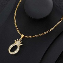 Zircon Crown Letter Pendant Necklace For Women Men - O - £15.97 GBP