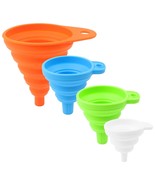 Silicone Collapsible Funnel Set Of 4, Small And Large, Kitchen Gadgets F... - £9.41 GBP